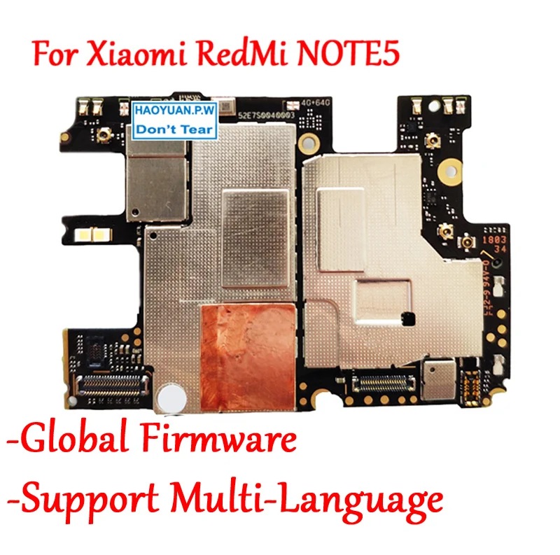 Full Work Original Unlock Motherboard For Xiaomi Hongmi Redmi NOTE5 NOTE 5 Logic Circuit Plate 64GB Tested
Full Work Original Unlock Motherboard For Xiaomi Hongmi Redmi NOTE5 NOTE 5 Logic Circuit Plate 64GB Tested