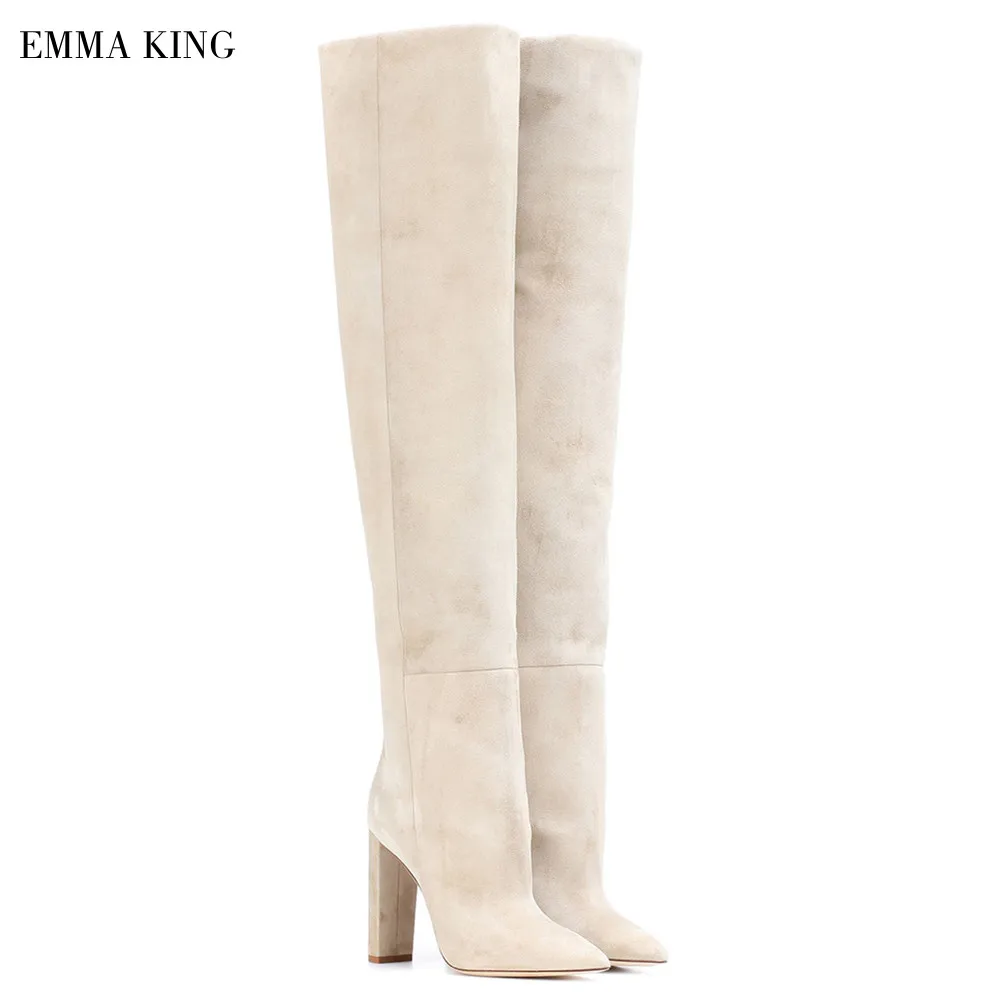Women White Faux Suede Over The Knee Boots Pointe Toe Chunky Heel Suede Mujer Zapatos Female Fashion Thin High Long Boots
Women White Faux Suede Over The Knee Boots Pointe Toe Chunky Heel Suede Mujer Zapatos Female Fashion Thin High Long Boots