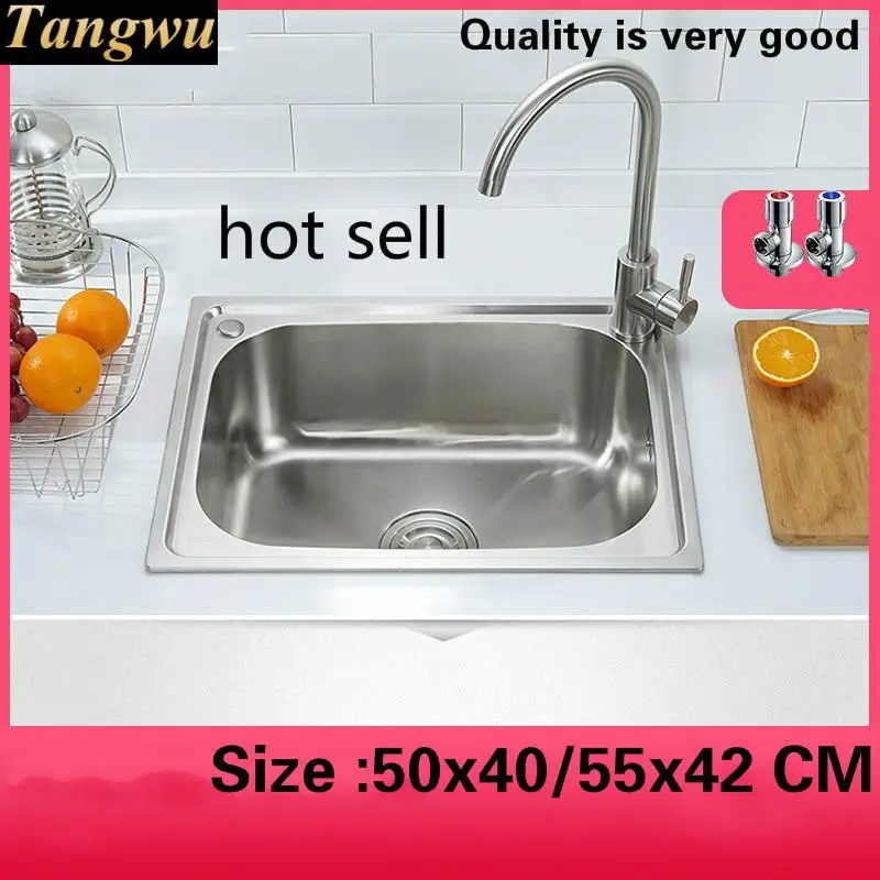 

Free shipping Standard individuality balcony kitchen single trough sink 304 food-grade stainless steel hot sell 50x40/55x42 CM
