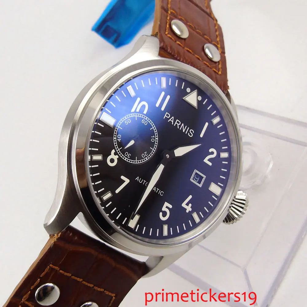47mm black dial date adjust leather strap polished case automatic movement men's watch
47mm black dial date adjust leather strap polished case automatic movement men's watch