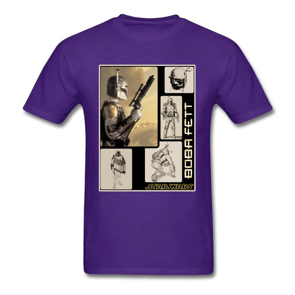 Star Wars Boba Fett Detailed Family Male T-shirts Crew Neck Short Sleeve 100% Cotton Fabric Tops T Shirt Geek Tee-Shirts Boba Fett Detailed purple