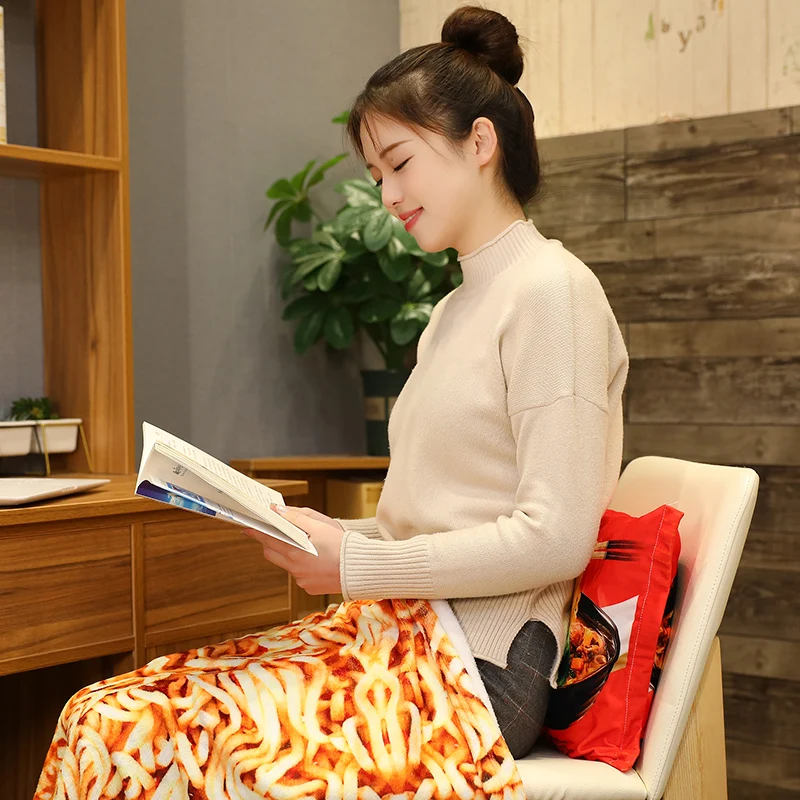 Generic Simulation Instant Noodles Plush Food Pillows With Blanket