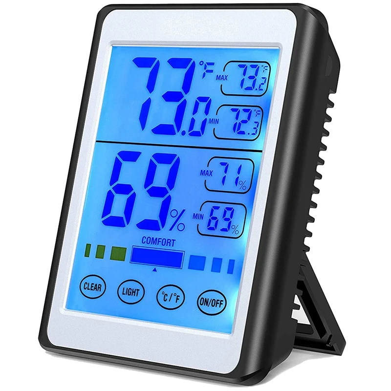 Digital Hygrometer Indoor Thermometer Accurate Humidity and Temperature Gauge Indicator with Touch-Type LCD Backlight Humidity M
Digital Hygrometer Indoor Thermometer Accurate Humidity and Temperature Gauge Indicator with Touch-Type LCD Backlight Humidity M