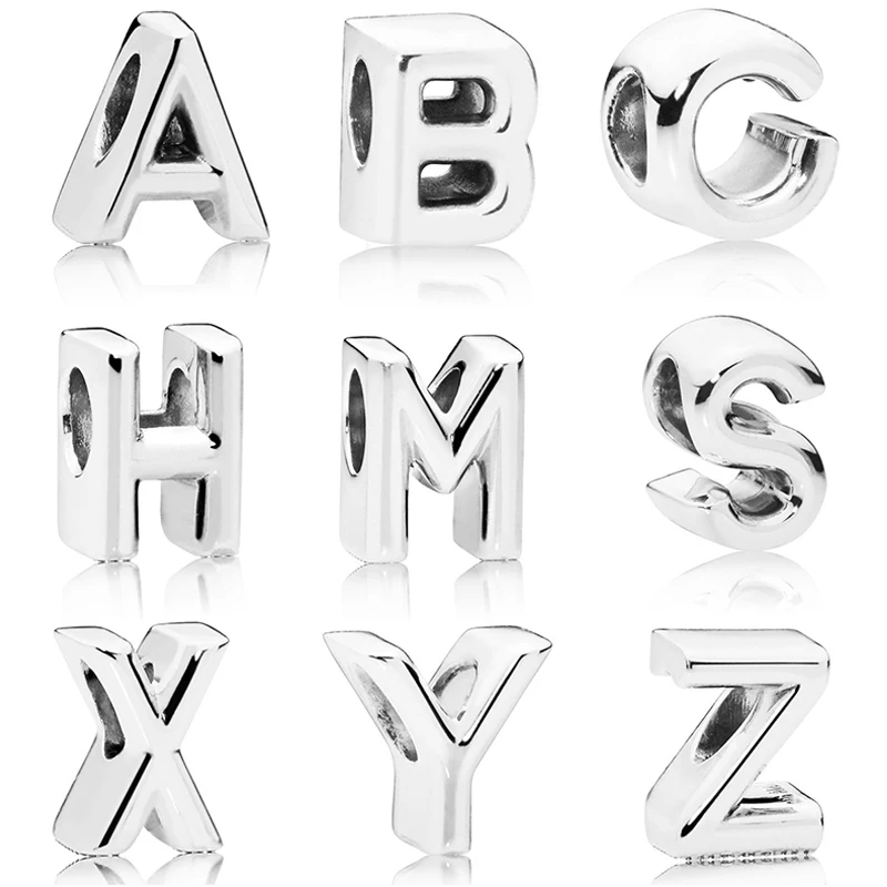 26 буквы ABC Подвески подходят оригинальный ПАН браслет для женщин с фамилией и