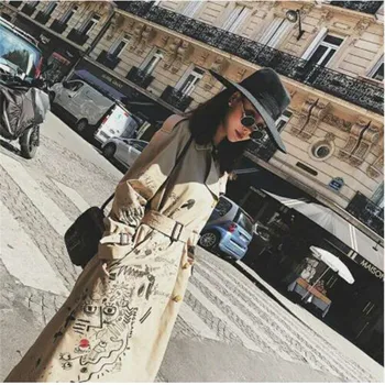 trench coat for women cotton long trench coatdouble-breasted coat women winter printing Graffiti Khaki With Belt Outerwear Slim
trench coat for women cotton long trench coatdouble-breasted coat women winter printing Graffiti Khaki With Belt Outerwear Slim
