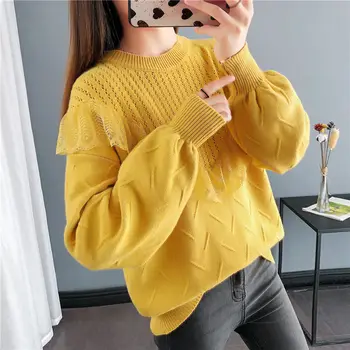 Lazy Wind Sweater Women's Hedging 2020 Autumn And Winter New Korean Loose Lace Edge Knitted Bottoming Shirt Shirt
Lazy Wind Sweater Women's Hedging 2020 Autumn And Winter New Korean Loose Lace Edge Knitted Bottoming Shirt Shirt