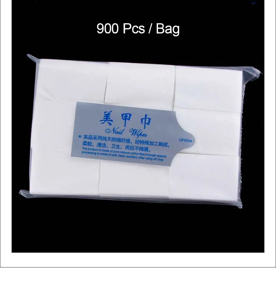 Description Picture 3 of item900PCS Gel Nail Polish Remover Pads Manicure Lint Free Napkins Soak Off Lint-Free Wipes 100% Cotton Cleaning Nail Art Tool