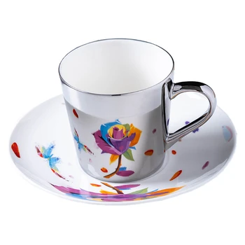 Mirror coffee cup Specular reflection rose ceramic cups and saucers with scoop european style coffeeware
Mirror coffee cup Specular reflection rose ceramic cups and saucers with scoop european style coffeeware