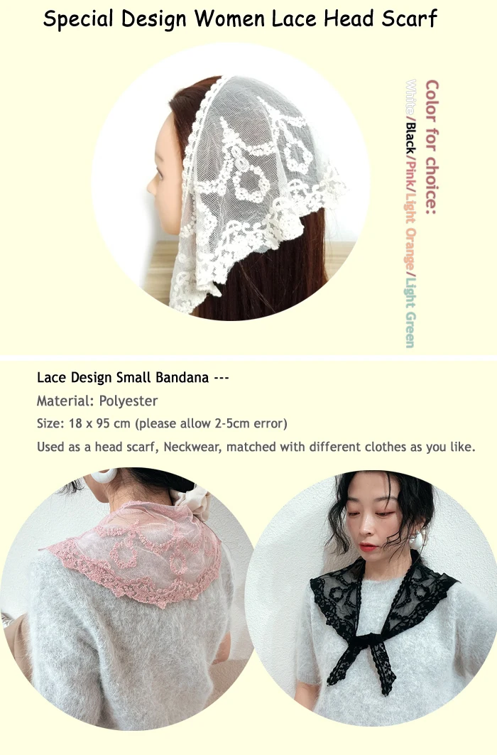 Beiver Jewelry Store 】Women Lace Head Scarf Light Small Bandana