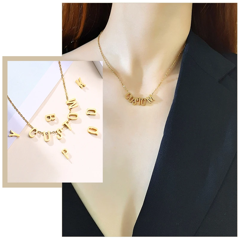 Customized 26 A-Z Initial Letters Assemble Nameplate Necklaces for Women Anti Allergy Stainless Steel Metal Alphabet Pendant
Customized 26 A-Z Initial Letters Assemble Nameplate Necklaces for Women Anti Allergy Stainless Steel Metal Alphabet Pendant