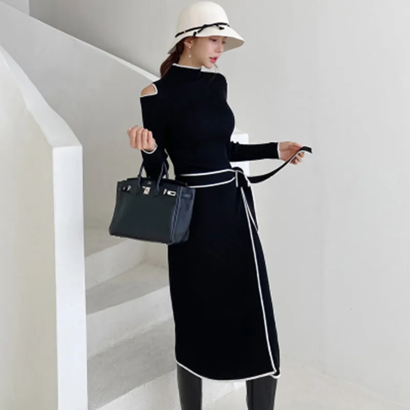 Spring Temperament Elegant OL Lace Up Bow Strapless Elastic Knit Pullover Long Dress Black Sheath Pencil Sweater Dresses
Spring Temperament Elegant OL Lace Up Bow Strapless Elastic Knit Pullover Long Dress Black Sheath Pencil Sweater Dresses