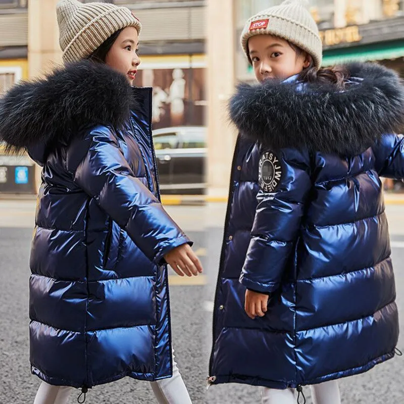 2020 Модная брендовая пуховая куртка для девочек теплые Детские Пуховые парки