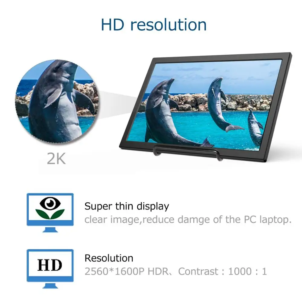

Full HD IPS 4K Portable Monitor 15.6 inch with HD Type-C USB battery for Laptop PC