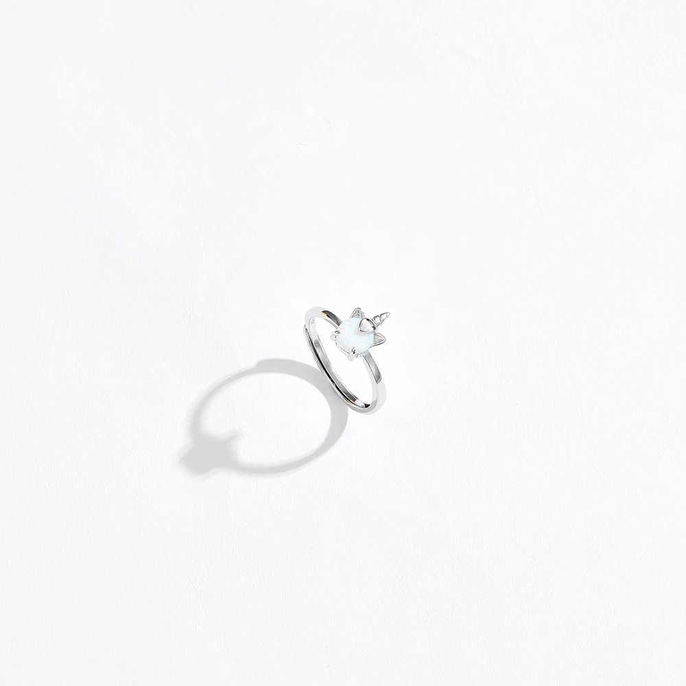 SILVERHOO 925 Sterling Silver Ring Sparkle Opal Unicorn Design Women Rings Couple Wedding Anniversary Gift Adjustable Jewelry SILVERHOO 925 Sterling Silver Ring Sparkle Opal Unicorn Design Women Rings Couple Wedding Anniversary Gift Adjustable Jewelry