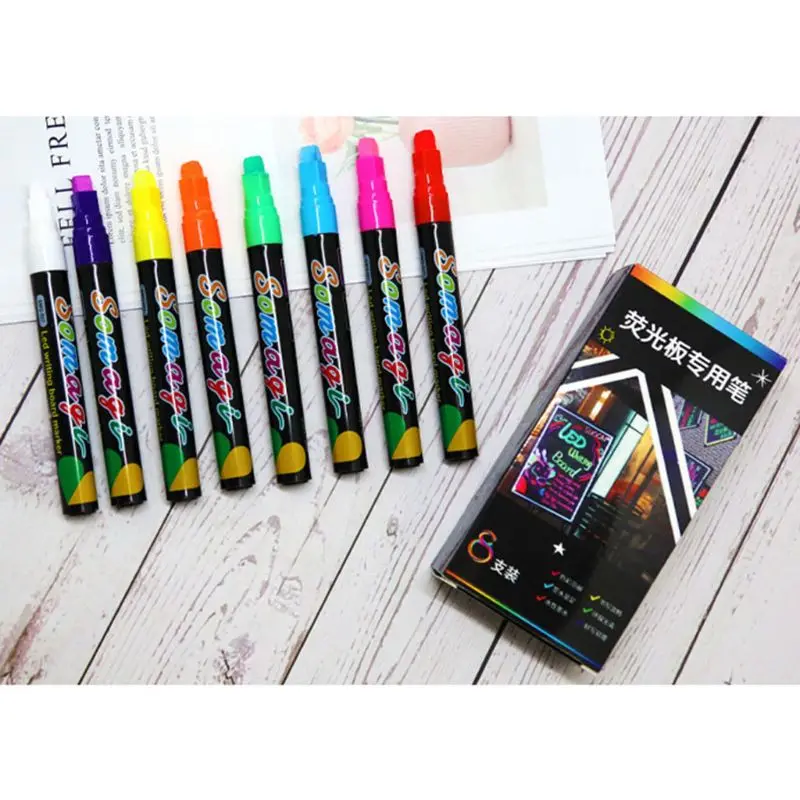 8 Colors Highlighter Fluorescent Liquid Chalk Marker Neon Pen For LED Writing Board Blackboard Glass Painting Graffiti Office
8 Colors Highlighter Fluorescent Liquid Chalk Marker Neon Pen For LED Writing Board Blackboard Glass Painting Graffiti Office
