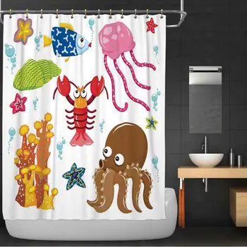 Toddler Fabric Shower Curtain,Under The Sea Wildlife Theme Funny Creatures in Cartoon Style Fun Ocean Aquarium for Bathroom
Toddler Fabric Shower Curtain,Under The Sea Wildlife Theme Funny Creatures in Cartoon Style Fun Ocean Aquarium for Bathroom