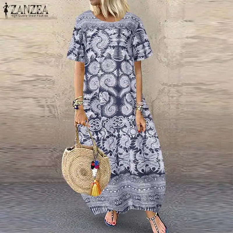 ZANZEA 2019 Summer Bohemian Dress Women Casual Pockets Vestidos Short Sleeve Long Shirt Robe Vintage Floral Print Maxi Dresses
ZANZEA 2019 Summer Bohemian Dress Women Casual Pockets Vestidos Short Sleeve Long Shirt Robe Vintage Floral Print Maxi Dresses