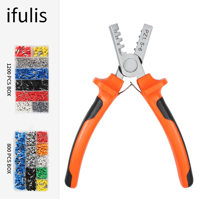 PZ0.25-2.5 Crimp Terminal Set Wire Connectors Ferrule Crimper Plier Crimping Tool 1200pcs 800PCS Tube Terminal Kit
PZ0.25-2.5 Crimp Terminal Set Wire Connectors Ferrule Crimper Plier Crimping Tool 1200pcs 800PCS Tube Terminal Kit