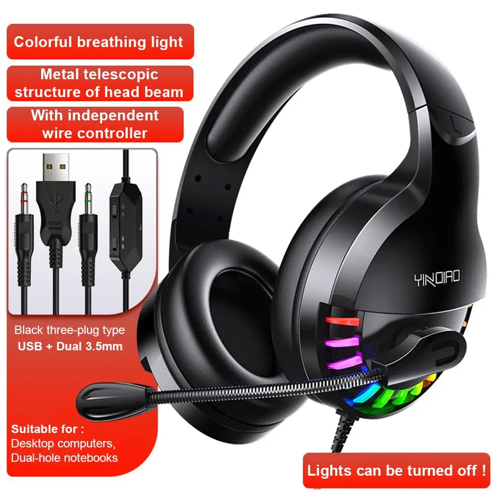 Professional Gaming Headphones Gamer Dual 3.5mm USB Wired RGB Light Surround Sound Game Headset with Microphone for PC Laptop
Professional Gaming Headphones Gamer Dual 3.5mm USB Wired RGB Light Surround Sound Game Headset with Microphone for PC Laptop
