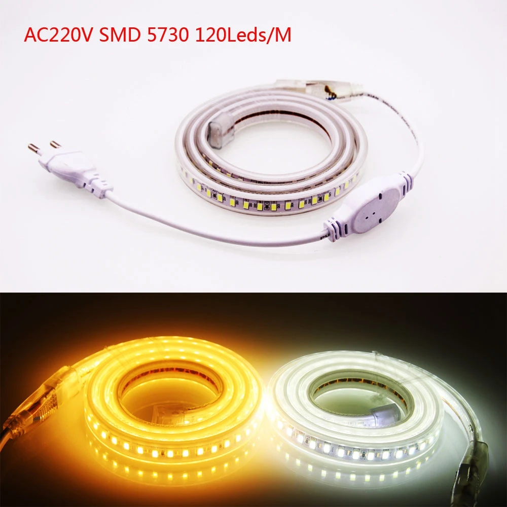 Colorful IP67 Waterproof LED Strip 5730 220V 120LED/M Two Light Source White/Warm White Decoration Lamp For Garden Party 1-5m
Colorful IP67 Waterproof LED Strip 5730 220V 120LED/M Two Light Source White/Warm White Decoration Lamp For Garden Party 1-5m