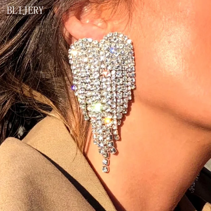BLIJERY New Rhinestone Statement Earrings for Women Big Heart Crystal SPIKE Drop Earrings Luxury Tassel Earings Wedding Jewelry
BLIJERY New Rhinestone Statement Earrings for Women Big Heart Crystal SPIKE Drop Earrings Luxury Tassel Earings Wedding Jewelry
