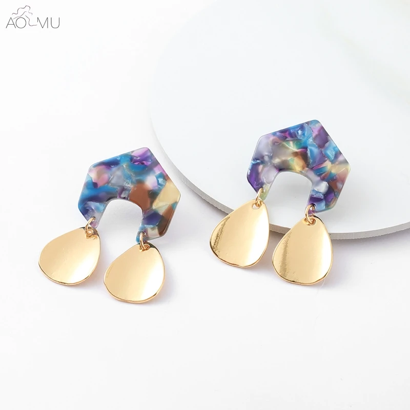 AOMU Acrylic Acetate Pattern Geometric Irregular Metal Water Drop Color Dangle Earrings for Women Girl Party Gift Jewelry
AOMU Acrylic Acetate Pattern Geometric Irregular Metal Water Drop Color Dangle Earrings for Women Girl Party Gift Jewelry