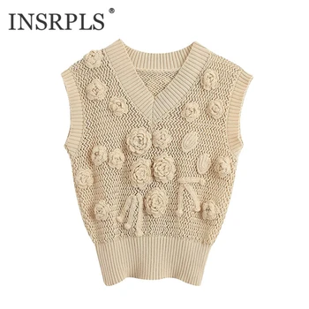 INSRPLS Women Fashion With Crochet Detail Knitted Vest Sweater Vintage V Neck Ribbed Trims Female Waistcoat Chic Tops
INSRPLS Women Fashion With Crochet Detail Knitted Vest Sweater Vintage V Neck Ribbed Trims Female Waistcoat Chic Tops