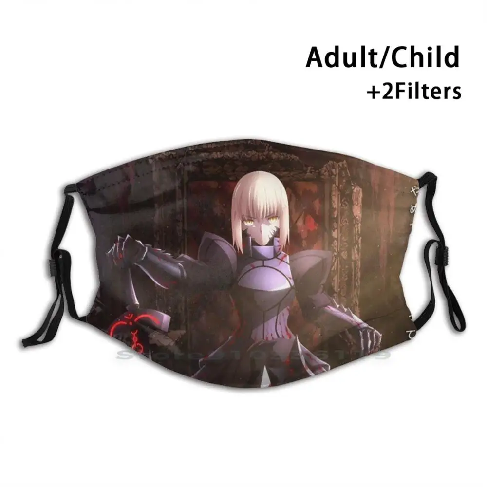 Saber - Heaven'S Feel Iii Print Reusable Mask Pm2.5 Filter Face Kids Fate Stay Night Anime Grand Order | Аксессуары для одежды