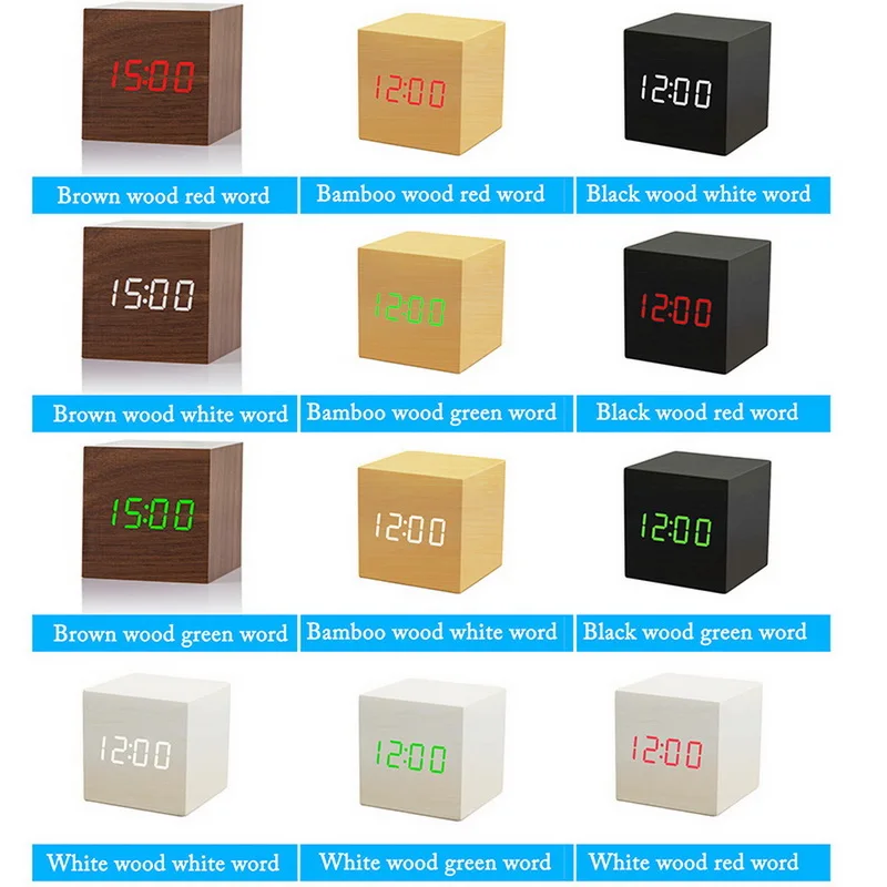 USB/AAA Wooden Alarm Clock Watch Table Voice Control LED Electronic Desktop Powered Clocks Table Decoration
USB/AAA Wooden Alarm Clock Watch Table Voice Control LED Electronic Desktop Powered Clocks Table Decoration