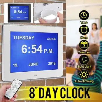 8" LED Large Time Wall Clock With Digital Wall Clock Time Calendar Day Week Month Year Calendar Nightlight For Home Living Room
8" LED Large Time Wall Clock With Digital Wall Clock Time Calendar Day Week Month Year Calendar Nightlight For Home Living Room