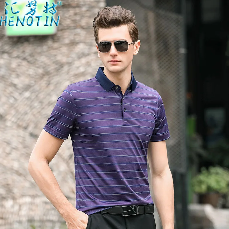 Sink Knut Genuine Product Summer New Style Stripes Fold-down Collar Short Sleeve T-shirt Middle-aged Loose-Fit Mulberry Silk T-s
Sink Knut Genuine Product Summer New Style Stripes Fold-down Collar Short Sleeve T-shirt Middle-aged Loose-Fit Mulberry Silk T-s