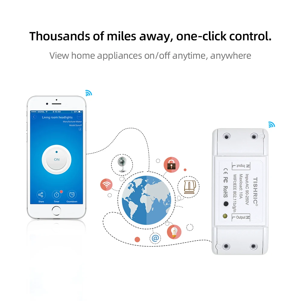 TISHRIC Basic 1 Gang Wifi Smart Switch Module/220-240V/Controlled Ewelink/Alexa/Google Assistant Home Automation Smart Home
TISHRIC Basic 1 Gang Wifi Smart Switch Module/220-240V/Controlled Ewelink/Alexa/Google Assistant Home Automation Smart Home