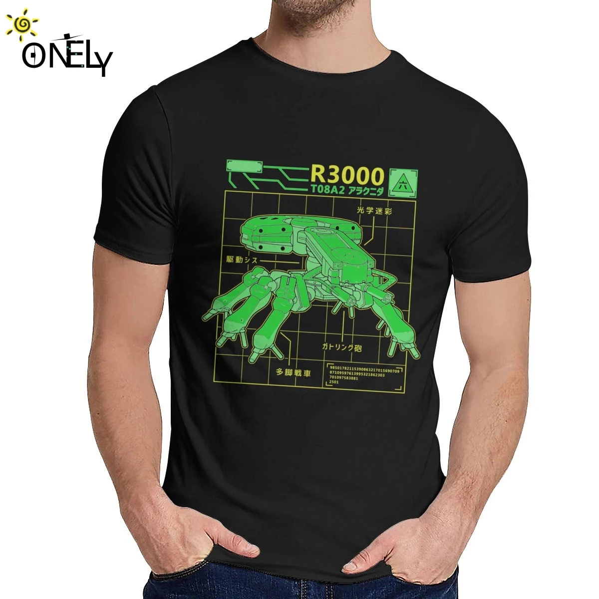 Мужская футболка Ghost In The Shell R3000 забавная винтажная хлопковая Футболка с круглым
