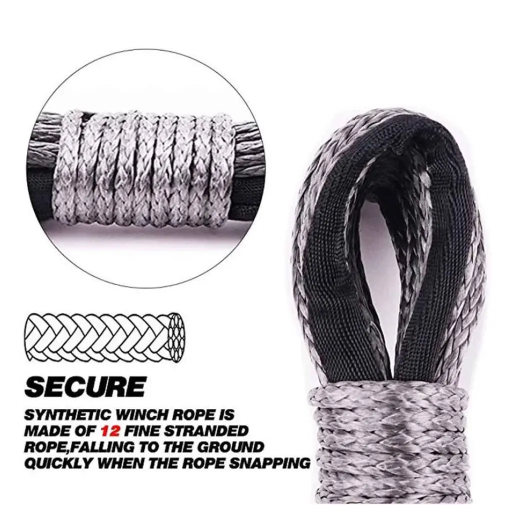

New 7700lbs Electric Winch Rope Nylon Rope High Strength Fiber Rope 6mmx15m Car Tow Rope Tow Strap