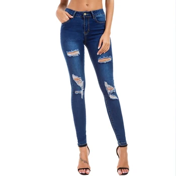 WYWAN Ripped Denim Jeans Women Blue High Waist Button Zipper Fly Skinny Jeans 2019 Summer Office Streetwear Pants XL 2XL 3XL 4XL 
WYWAN Ripped Denim Jeans Women Blue High Waist Button Zipper Fly Skinny Jeans 2019 Summer Office Streetwear Pants XL 2XL 3XL 4XL