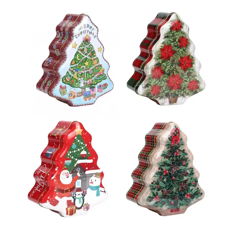 tree shape christmas candy cookie can ornamnet xmas gift box jar