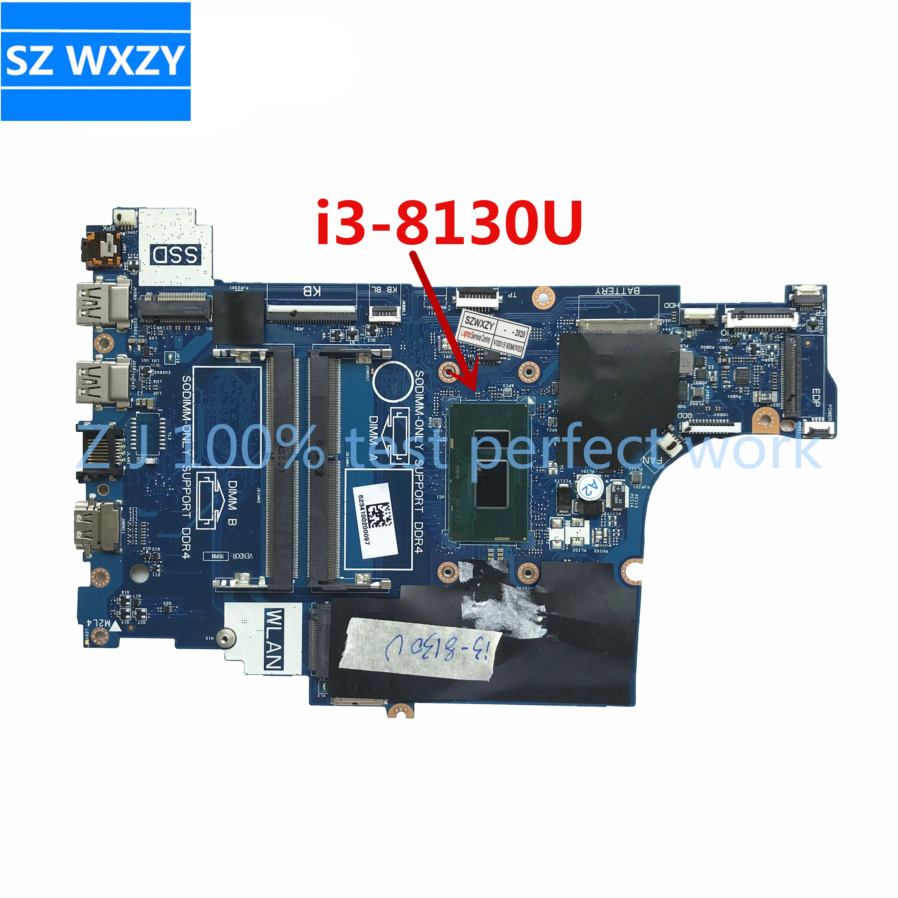 Для DELL Inspiron 15 5570 материнская плата портативного компьютера с SR3W0 i3-8130U CAL60 LA-F114P DDR4