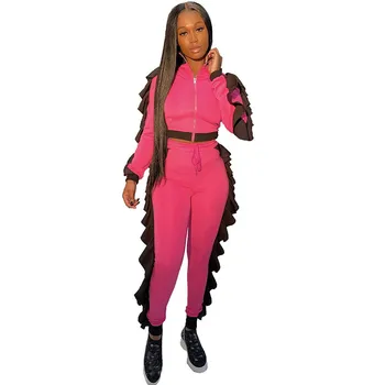 Plus Size Casual Tracksuit Women Two Piece Set Ruffles Zipper Jacket Top and Pants Suit Sportwear Sweat Suits Jogging Femme
Plus Size Casual Tracksuit Women Two Piece Set Ruffles Zipper Jacket Top and Pants Suit Sportwear Sweat Suits Jogging Femme