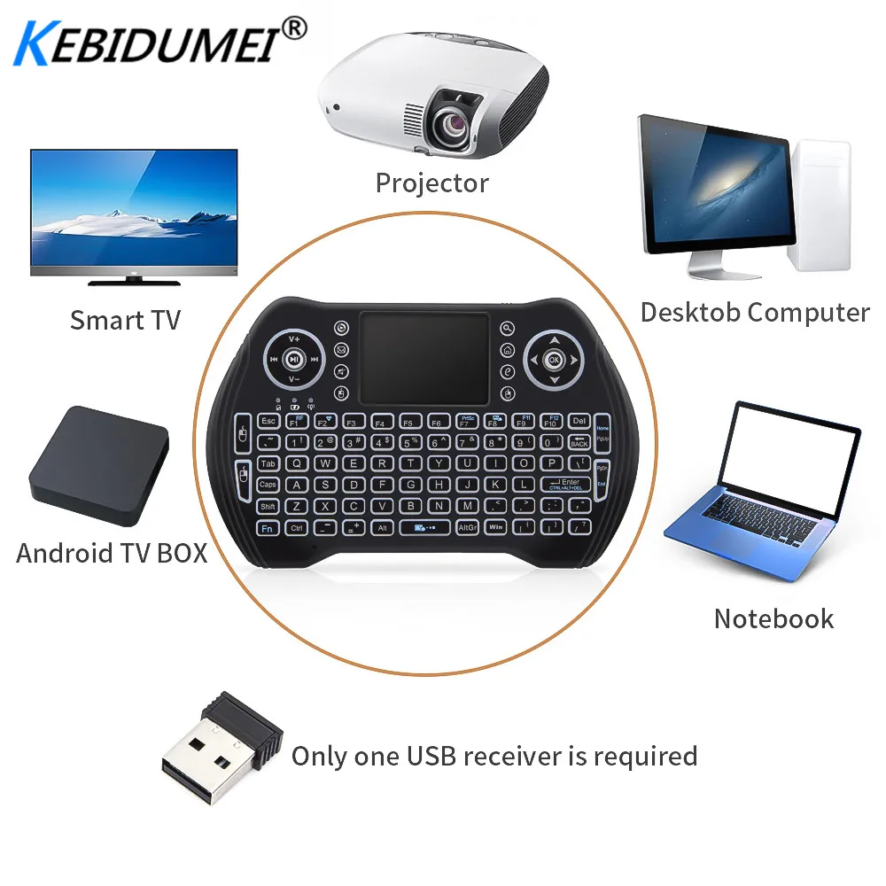 Kebidumei MT10 Russian English 2.4GHz Wireless Keyboard Touchpad Remote Control i8 For Android TV BOX Air Mouse | Компьютеры и офис