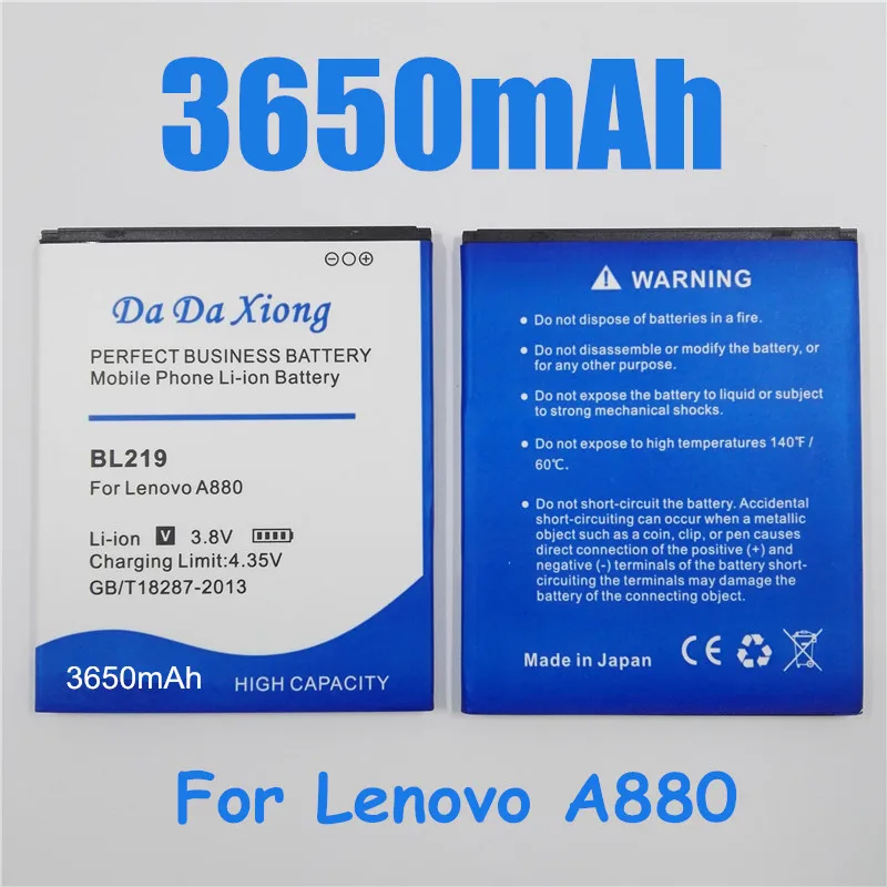 3650mAh BL219 BL-219 Cell phone Battery Replacement for Lenovo A880 S856 A889 A890e S810t A850+ A916
3650mAh BL219 BL-219 Cell phone Battery Replacement for Lenovo A880 S856 A889 A890e S810t A850+ A916