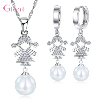 Cute 925 Sterling Silver Young Girl Cubic Zircon Earring Necklace Jewelry Sets Pearl Creative Birthday Gift Jewelry Brincos
Cute 925 Sterling Silver Young Girl Cubic Zircon Earring Necklace Jewelry Sets Pearl Creative Birthday Gift Jewelry Brincos