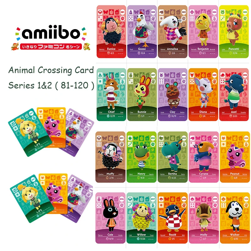Animal Crossing Card Series 1&2 (81-120) Amiibo Card Work for 3DS NS Switch Game Animal Crossing New Horizons Amiibo Card Set
Animal Crossing Card Series 1&2 (81-120) Amiibo Card Work for 3DS NS Switch Game Animal Crossing New Horizons Amiibo Card Set