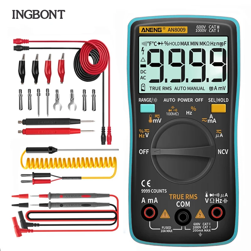 INGBONT High Precision Digital Display Multimeter Intelligent Voltage Aurrent Transistor True-RMS Electrical Capacitance Tester
INGBONT High Precision Digital Display Multimeter Intelligent Voltage Aurrent Transistor True-RMS Electrical Capacitance Tester