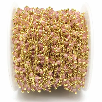 New! 5Meter/lot,Beautiful Pink Glass Tiny Cube 2mm Beads Rosary Chain,Gold Brass Wire Wrapped Rondelle Women chains Jewelry
New! 5Meter/lot,Beautiful Pink Glass Tiny Cube 2mm Beads Rosary Chain,Gold Brass Wire Wrapped Rondelle Women chains Jewelry