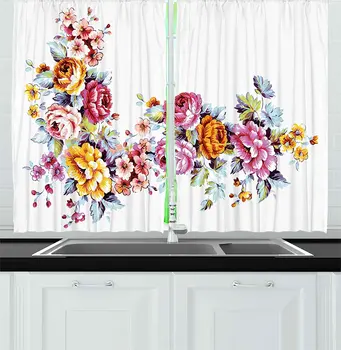 Floral Kitchen Curtains Illustration of Vintage Flowers Bouquet Flourishing Vibrant Watercolors Romantic Art Window Curtain
Floral Kitchen Curtains Illustration of Vintage Flowers Bouquet Flourishing Vibrant Watercolors Romantic Art Window Curtain