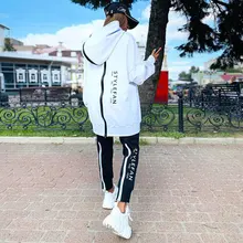 Women Tracksuit 2 Pieces Set Zipper Fleece Letter Print Hoodies + Pants Streetwear Fashion Causal Autumn Winter Female Sportwear 
Women Tracksuit 2 Pieces Set Zipper Fleece Letter Print Hoodies + Pants Streetwear Fashion Causal Autumn Winter Female Sportwear
