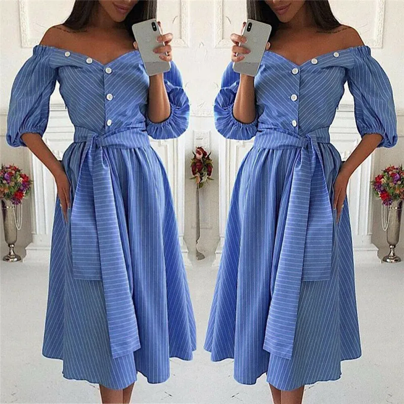 Spring Autumn Korean Women Summer Cotton Blue Striped Bandage Mini Dress Female High Waist Pleated Plus Size Vestido Robe Femme
Spring Autumn Korean Women Summer Cotton Blue Striped Bandage Mini Dress Female High Waist Pleated Plus Size Vestido Robe Femme
