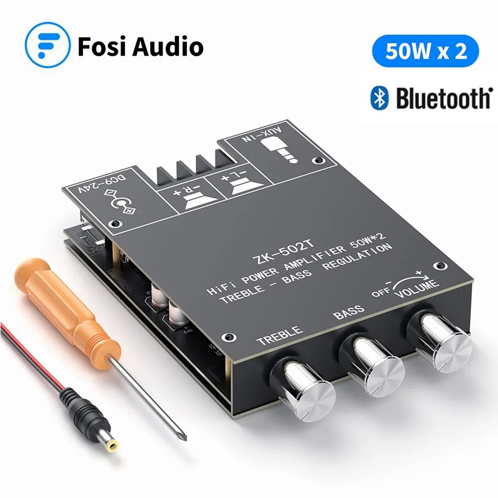 Fosi Audio Bluetooth 5.0 Audio Receiver Amplifier Board Wireless Power Digital AUX Amp Module Bass & Treble TPA3116D2 50W x2
Fosi Audio Bluetooth 5.0 Audio Receiver Amplifier Board Wireless Power Digital AUX Amp Module Bass & Treble TPA3116D2 50W x2