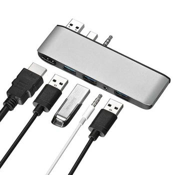7 in 1 USB C Type C Dock Station Hub USB 3.0 Headphone Adapter to HDMI 4K SD/TF Card Reader Audio for Microsoft Surface Pro 2
7 in 1 USB C Type C Dock Station Hub USB 3.0 Headphone Adapter to HDMI 4K SD/TF Card Reader Audio for Microsoft Surface Pro 2