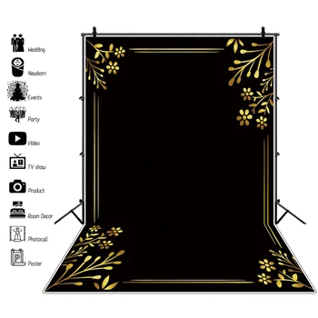 Laeacco Black Photo Background For Photography Gold Frame Flower Vinyl Backdrop Customized Photocall For Photo Studio
Laeacco Black Photo Background For Photography Gold Frame Flower Vinyl Backdrop Customized Photocall For Photo Studio
